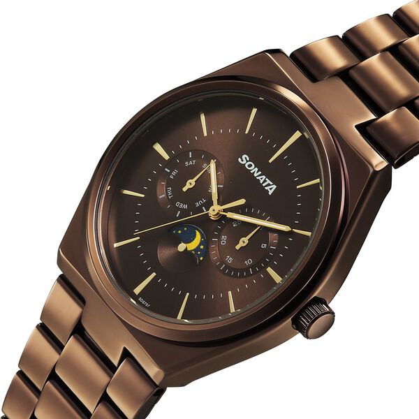 Sonata Festive Quartz Analog Brown Dial Metal Strap Watch For Men - image number 2
