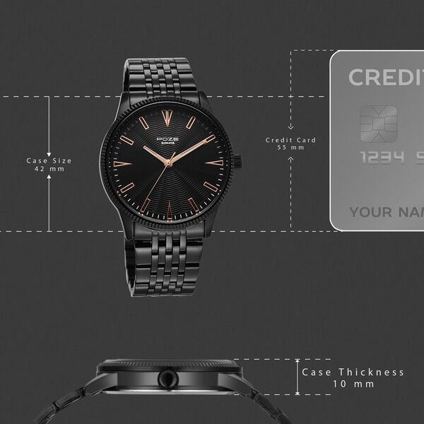 Sonata Poze Quartz Analog Black Dial Black Metal Strap Watch For Men - image number 3