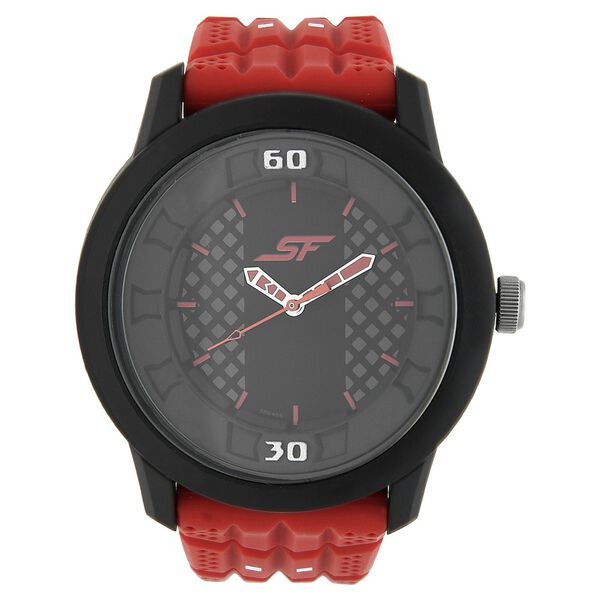 SF Quartz Analog Black Dial Plastic Strap Watch for Men - image number 0
