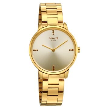 Sonata Sleek Women Silver Dial Blush Pink Leather Strap Watch
