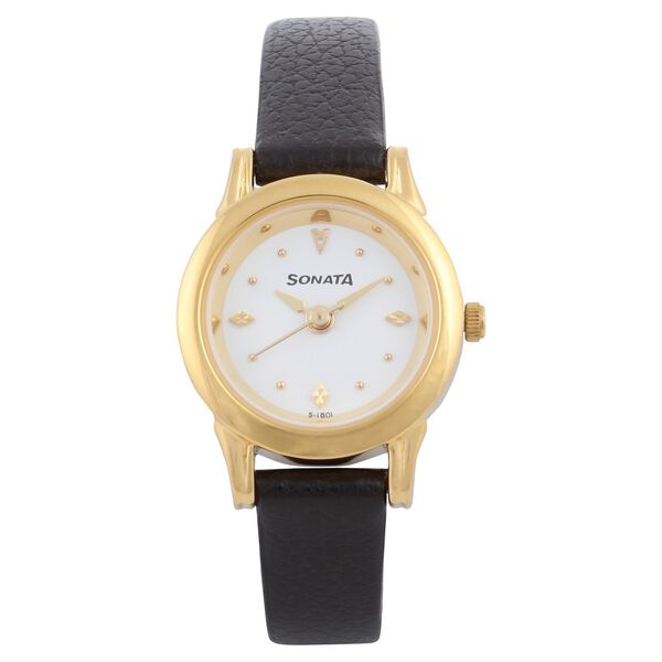 Sonata Quartz Analog White Dial Leather Strap Watch for Women - image number 0