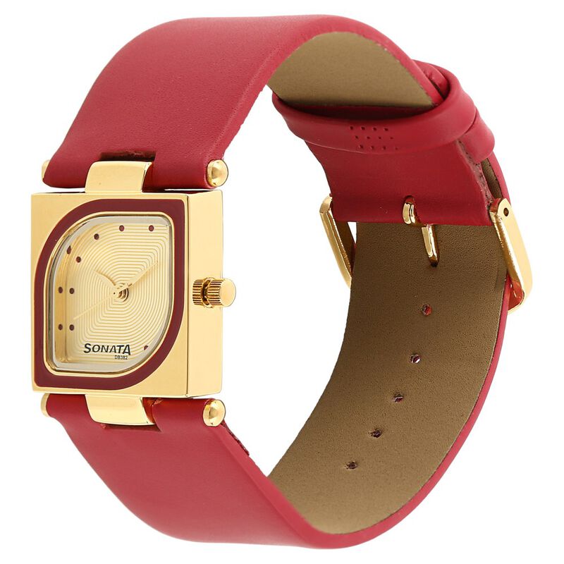 Leather Strap Sonata Ladies Watch Collection Sonata Quartz Analog