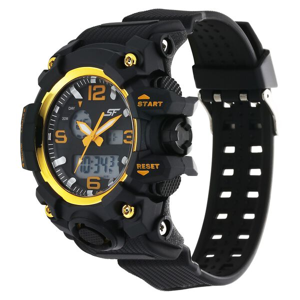 SF Sparq Quartz Digital Analog Digital Black Round Dial Black Polyurethane Strap Watch For Men - image number 2