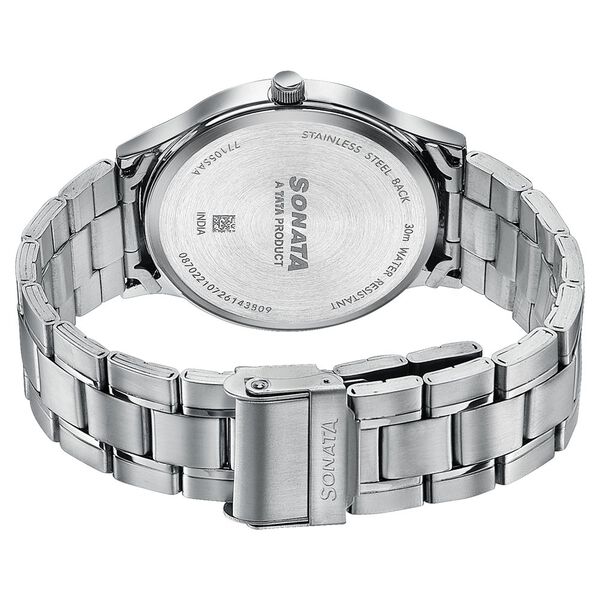 Sonata Aspire Quartz Analog Off-white Dial Silver Stainless Steel Strap Watch For Men - image number 5