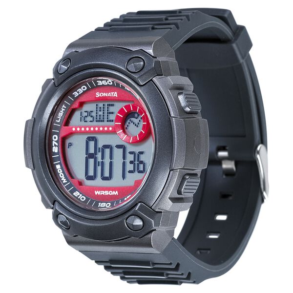 Sonata Digital Red Dial Strap Watch for Men - image number 0