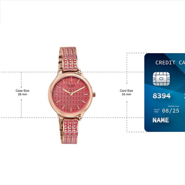 Poze By Sonata Quartz Analog Pink Dial Two Toned Metal Strap Watch For Women - image number 3