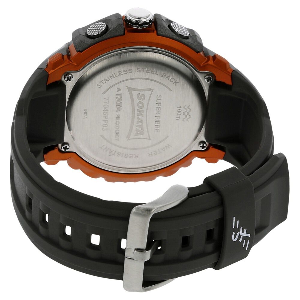 SF Quartz Analog Digital Grey Dial Plastic Strap Watch for Men