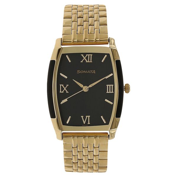 Sonata Quartz Analog Black Dial Stainless Steel Strap Watch for Men - image number 0