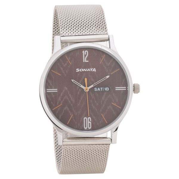 Knot Brown Dial Stainless Steel Strap Watch for Men - image number 0