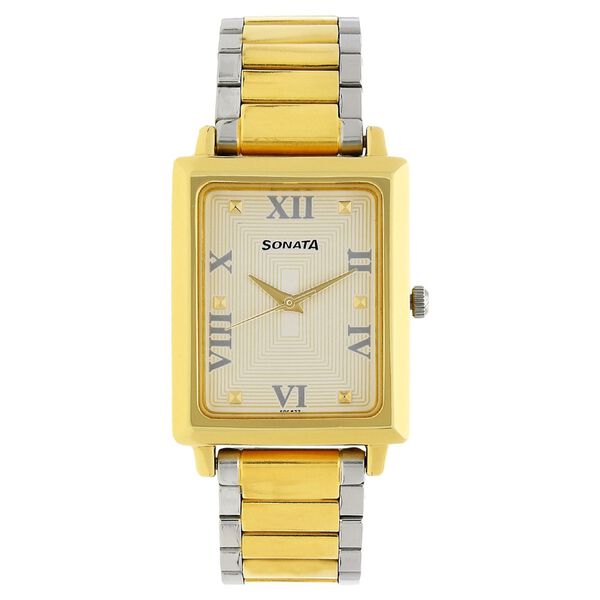 Sonata Quartz Analog Champagne Dial Stainless Steel Strap Watch for Men - image number 0