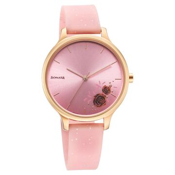 Sonata Blush Quartz Analog Pink dial Plastic Strap Watch for Women