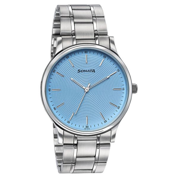 Sonata Aspire Quartz Analog Blue Dial Silver Stainless Steel Strap Watch For Men - image number 1
