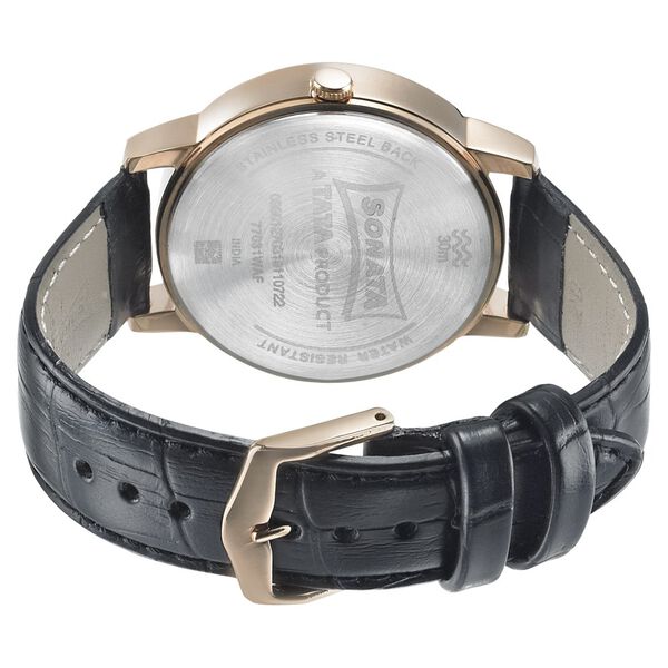 Sonata Beyond Gold Quartz Analog with Day and Date White Dial Leather Strap Watch for Men - image number 3