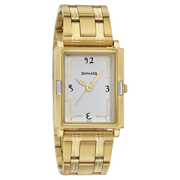 Sonata Quartz Analog White Dial Stainless Steel Strap Watch for Men - image number 0