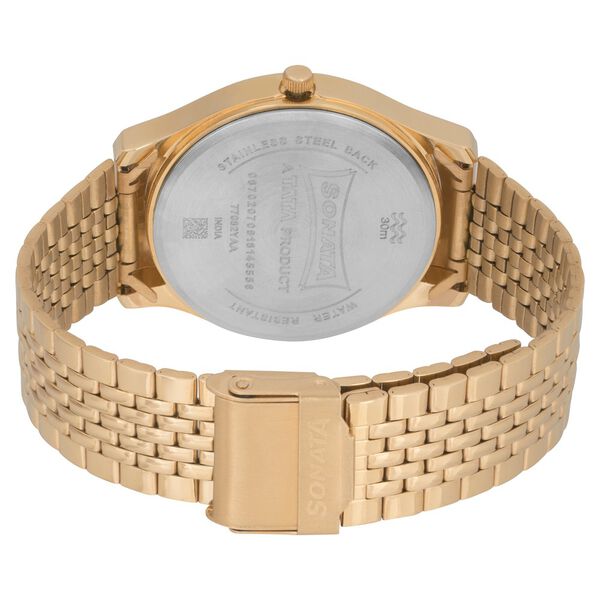 Sonata Essentials Quartz Analog Champagne Dial Golden Stainless Steel Strap Watch For Men - image number 4