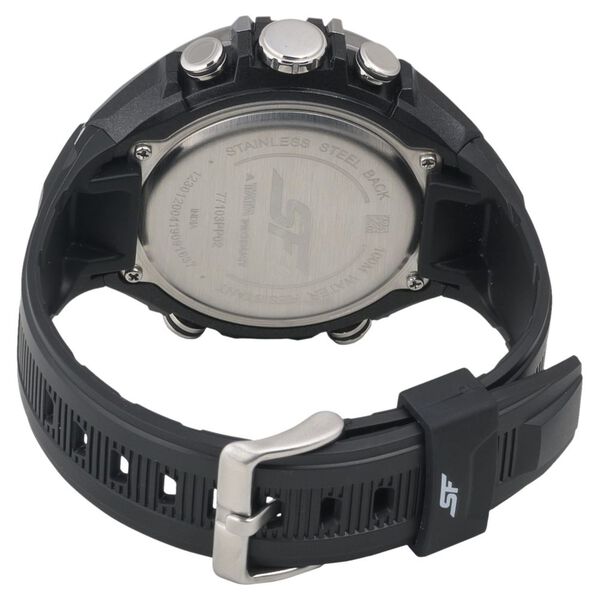 SF Chrome Quartz Analog Digital Dial PU Strap Watch for Men - image number 2