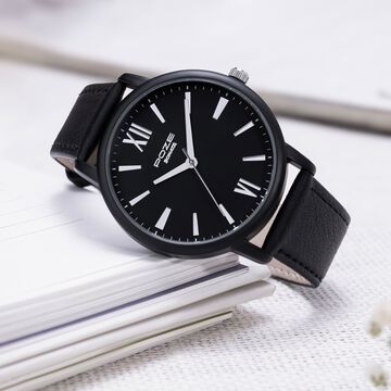Sonata Poze Quartz Analog Black Dial Leather Strap Watch for Men