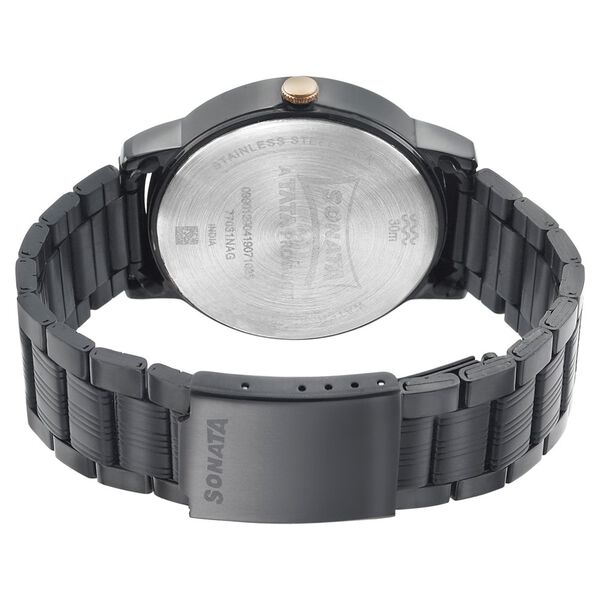 Sonata Beyond Gold Quartz Analog Black Dial Metal Strap Watch for Men - image number 3