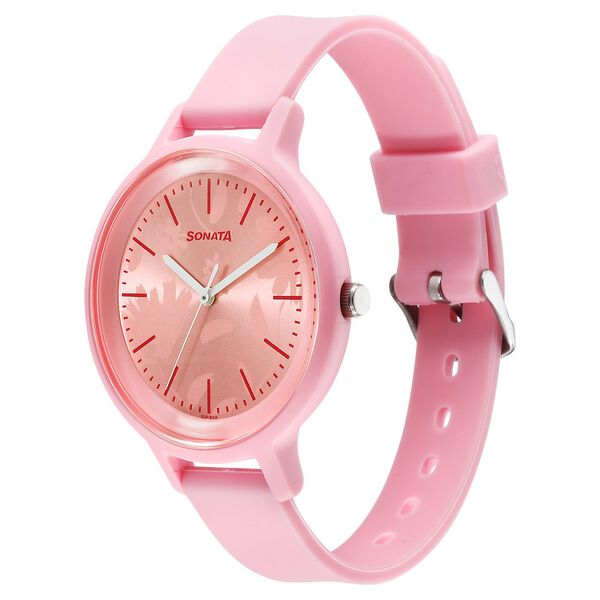 Sonata Splash Quartz Analog Pink Dial Plastic Strap Watch for Women - image number 2