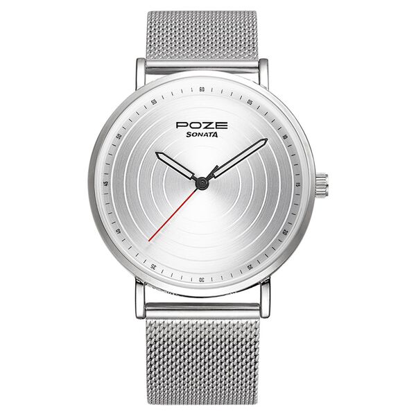 Poze by Sonata Quartz Analog Silver Dial Stainless Steel Strap Watch for Men - image number 0