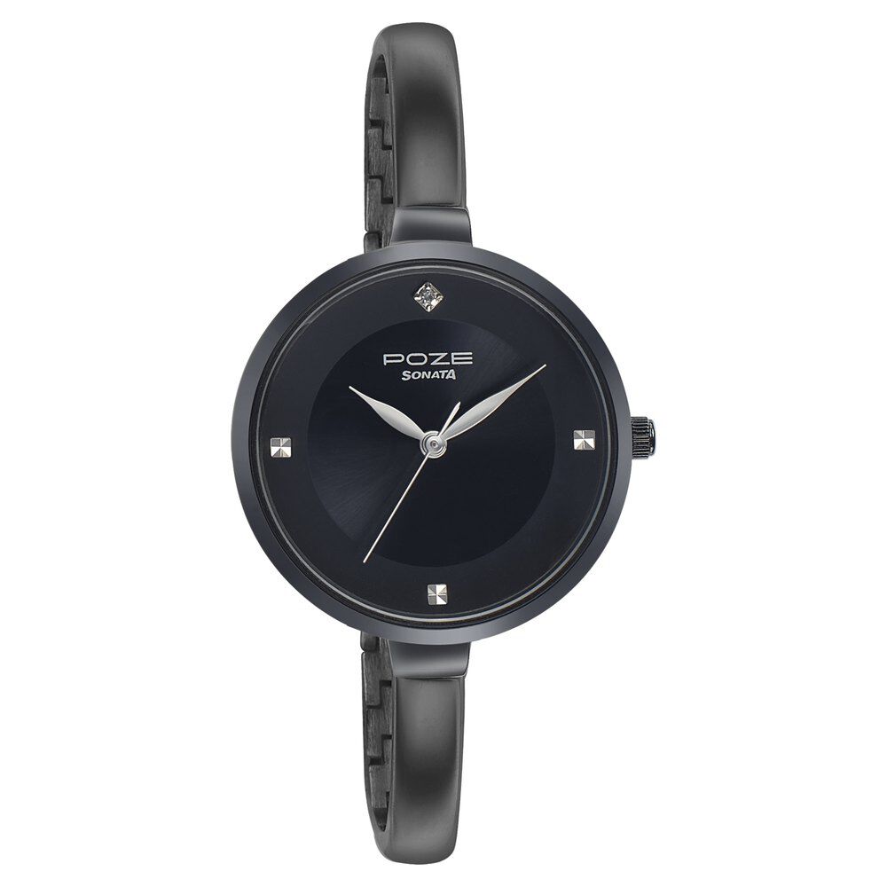 Black metal shop watches for ladies