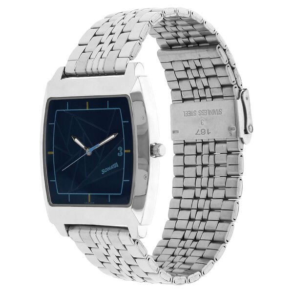 Sonata Quartz Analog Blue Dial Stainless Steel Strap Watch for Men - image number 1