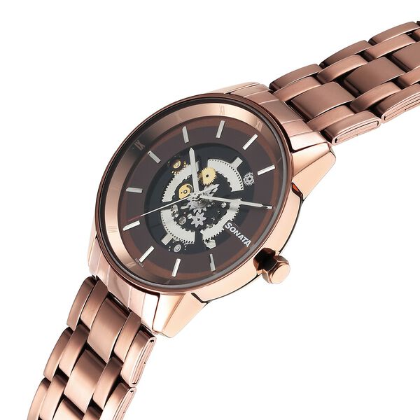Sonata Unveil Quartz Analog Brown Dial Stainless Steel Strap Watch for Men - image number 2