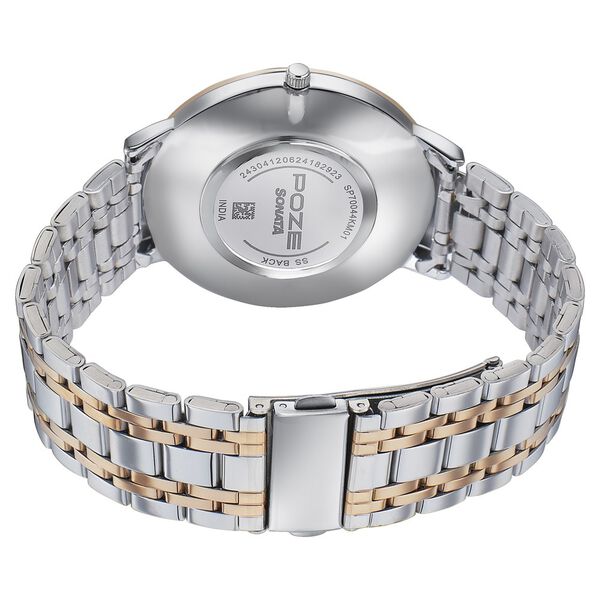 Sonata Poze Quartz Analog Black Dial Two Toned Metal Strap Watch For Men - image number 5