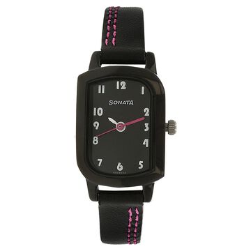 Sonata Quartz Analog Black Dial Leather Strap Watch for Women