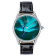 Northern Lights Inspired Poze By Sonata Quartz Analog Blue Dial Black Leather Strap Watch - image number 1