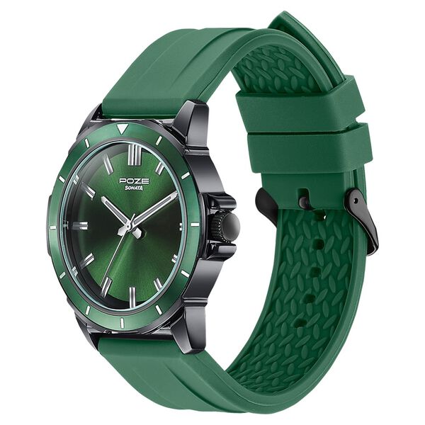 Sonata Poze Quartz Analog Green Dial Green Silicone Strap Watch For Men - image number 4