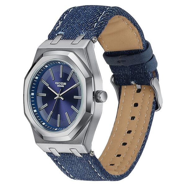 Poze Poze Quartz Analog Blue Dial Blue Denim Strap Watch For Men - image number 4