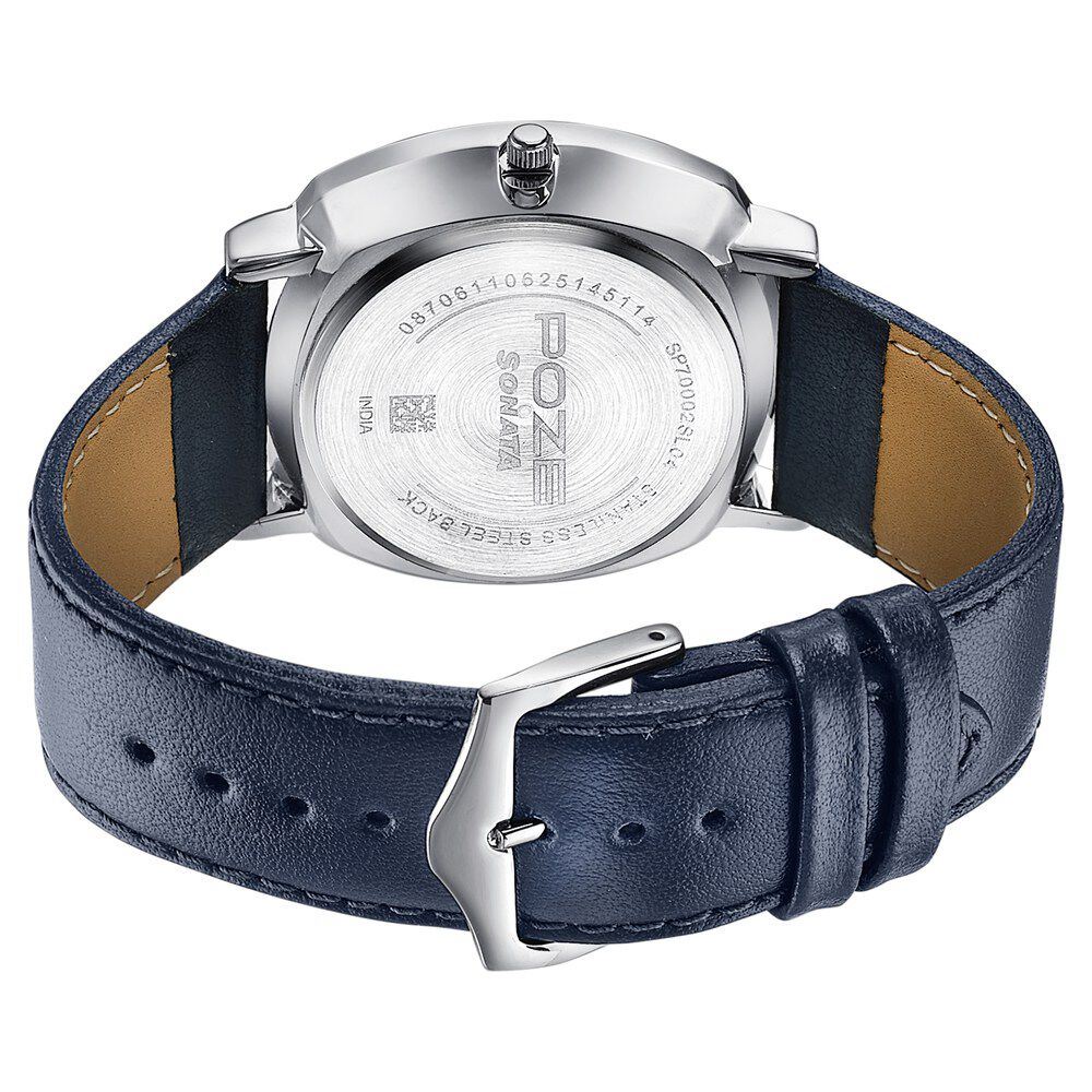 Buy Online Sonata Poze Quartz Analog Blue Dial Blue Leather Strap