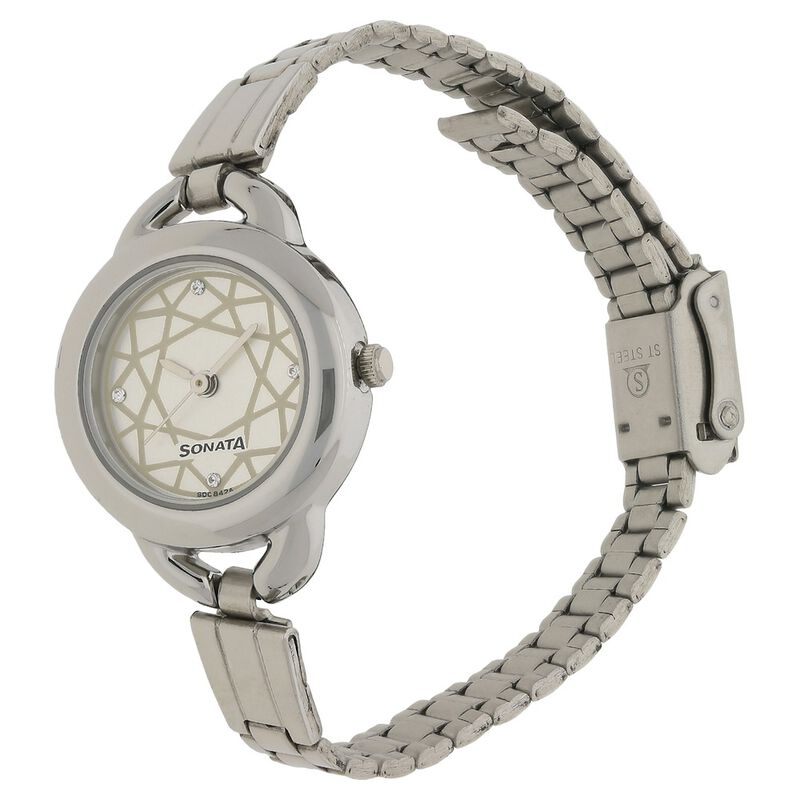 Sonata Quartz Analog Silver Dial Stainless Steel Strap Watch for Women - image number 1