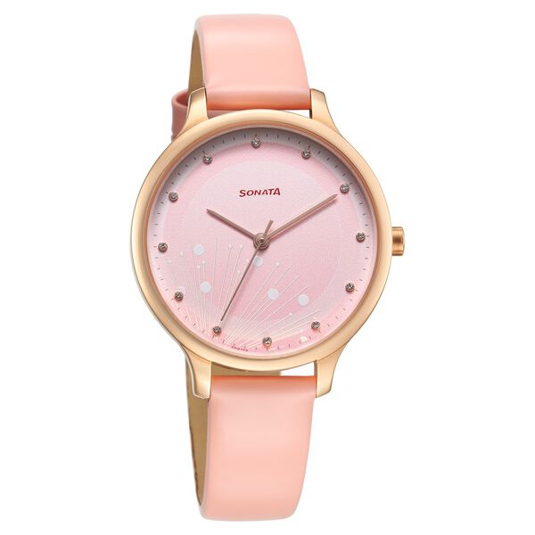 Sonata Blush Quartz Analog Pink dial Leather Strap Watch for Women - image number 0