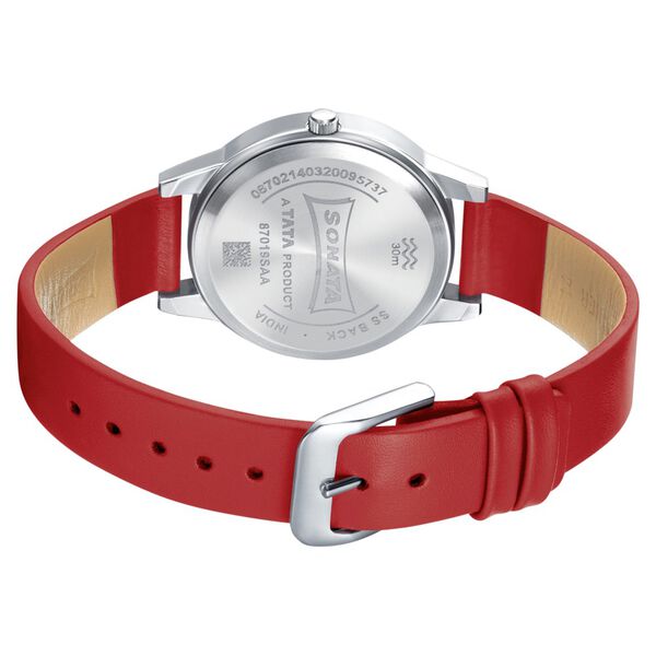 Sonata Splash White Dial Women Watch With Leather Strap - image number 4