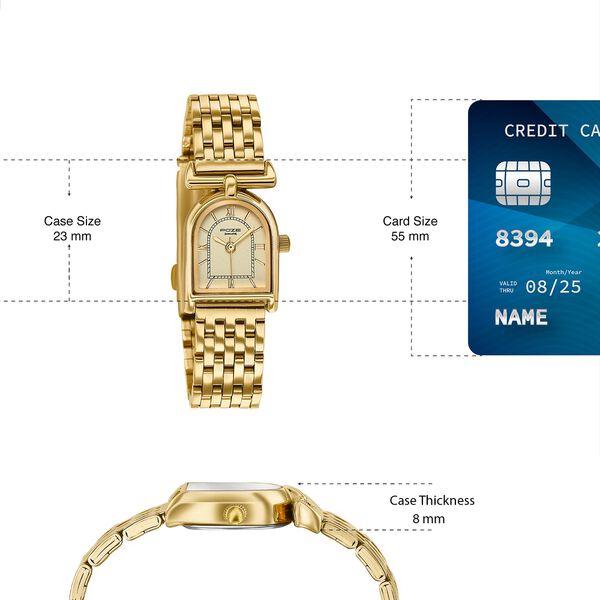 Poze By Sonata Quartz Analog Golden Dial Golden Metal Watch And Jewellery Combo For Women - image number 3