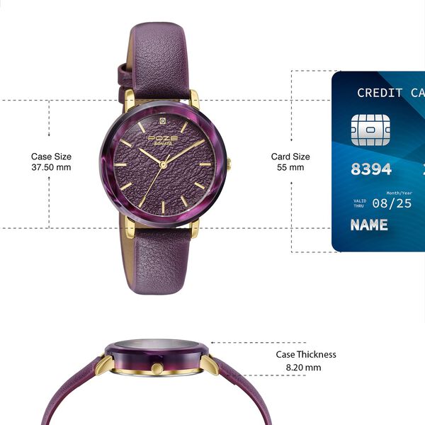 Poze By Sonata Quartz Analog Purple Dial Purple PU Leather Strap Watch For Women - image number 3
