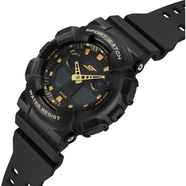 SF Vigour Quartz Digital Analog Digital Black Dial With Black Color Plastic Strap Watch For Unisex - image number 1
