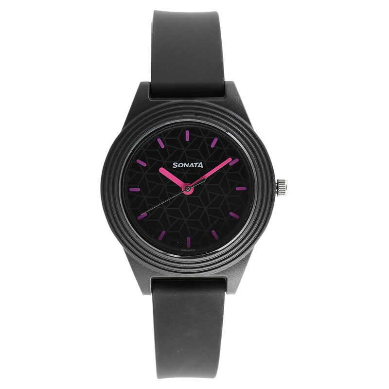 Sonata Colorpop Black Dial Women Watch With Plastic Strap - image number 0