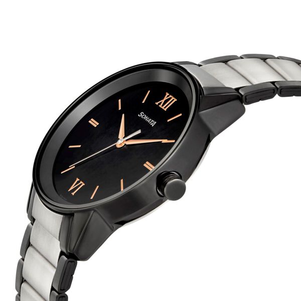 Sonata Quartz Analog Black Dial Metal Strap Watch for Men - image number 2