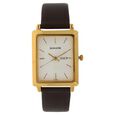 Sonata Quartz Analog with Day and Date Champagne Dial Leather Strap Watch for Men