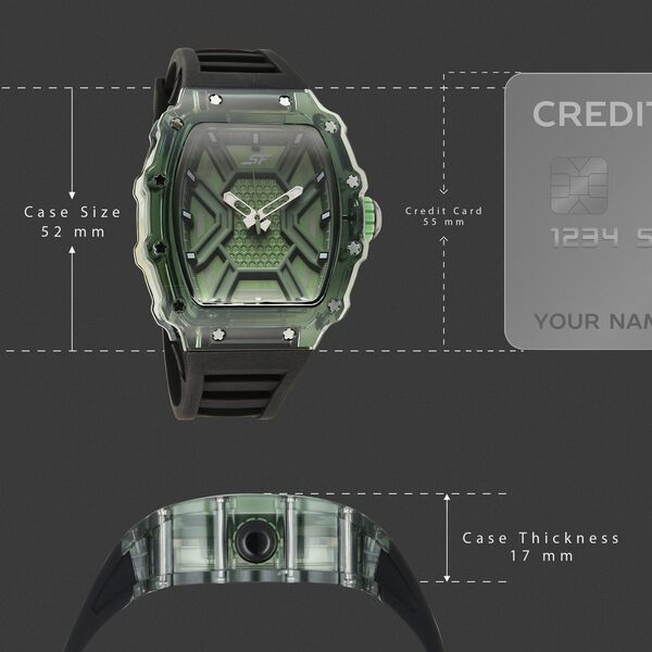 SF Maiden Voyage Sport Watch Green Dial And Black Strap Tonneau Shaped Case - image number 3