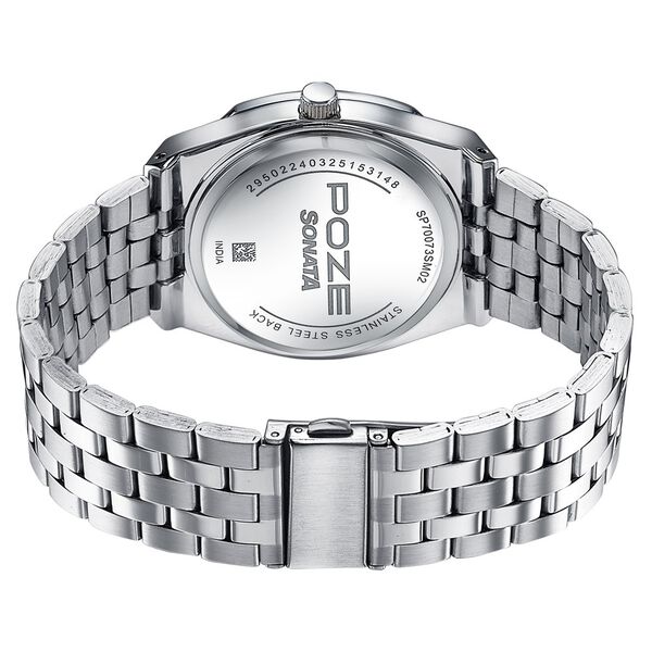 Sonata Poze Quartz Analog Green Dial Silver Colour Stainless Steel Strap Watch For Men - image number 6