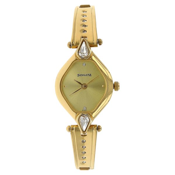 Sonata Quartz Analog Champagne Dial Stainless Steel Strap Watch for Women - image number 0