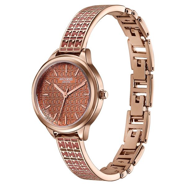 Poze By Sonata Quartz Analog Brown Dial Two Toned Metal Strap Watch For Women - image number 4