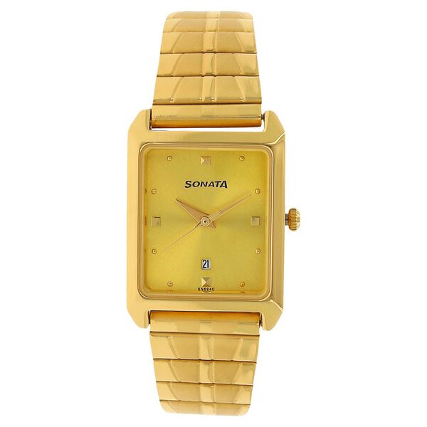 Sonata Quartz Analog Champagne Dial Stainless Steel Strap Watch for Men - image number 0