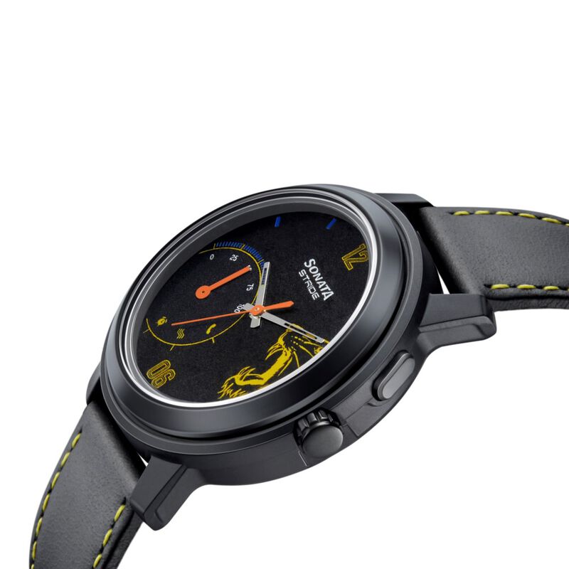 Sonata CSK Hybrid Smartwatch Black Dial Leather Strap Unisex Watch - image number 2