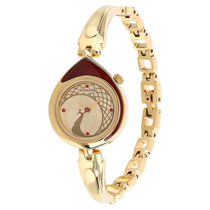 Sonata Quartz Analog Golden Dial Metal Strap Watch for Women - image number 1