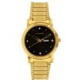Sonata Quartz Analog with Day and Date Champagne Dial Leather Strap Watch for Men